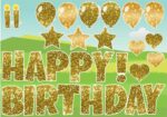 A golden color font Happy Birthday poster