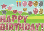 A light pink color font Happy Birthday poster