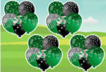 Green and Black colored balloons in a bunch