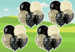 Black, White and Golden balloons bunched together