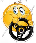 Emoji driving a car designed in a banner
