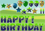 A Green and Blue dripping font Happy Birthday poster
