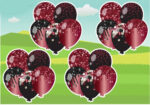Burgundy and Black colored balloons in a bunch
