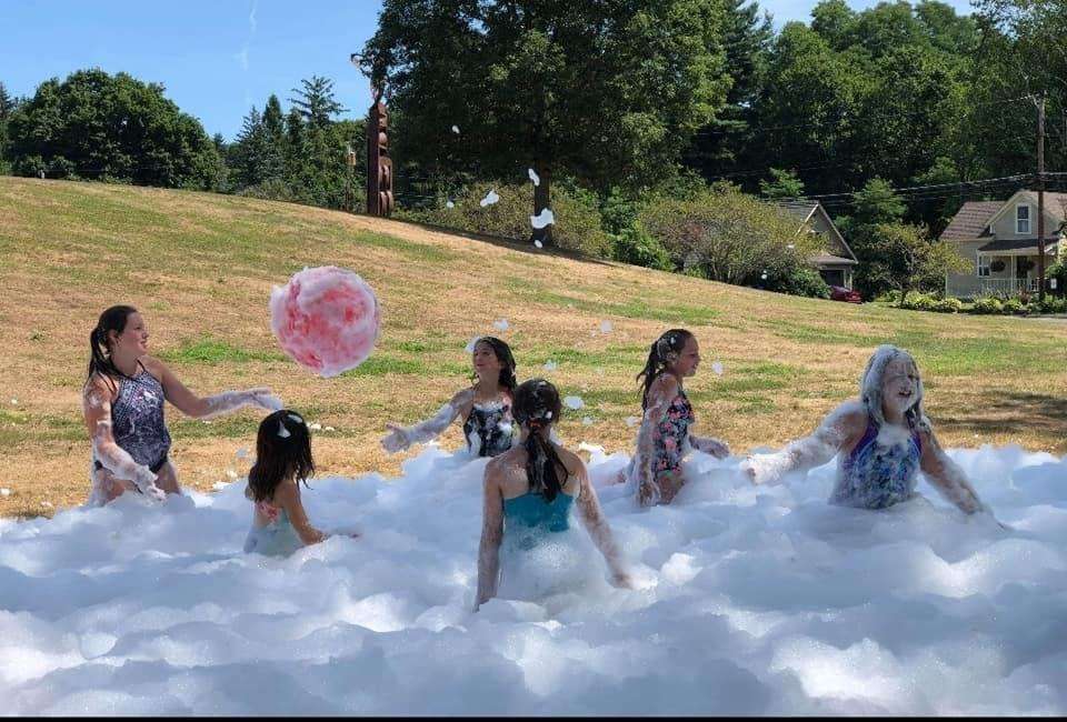 Kids playing in the foam 